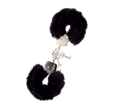 Kajdanki-METAL HANDCUFF WITH PLUSH BLACK